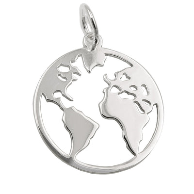 Pendant World Atlas Polished Silver 925