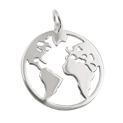 Pendant World Atlas Polished Silver 925