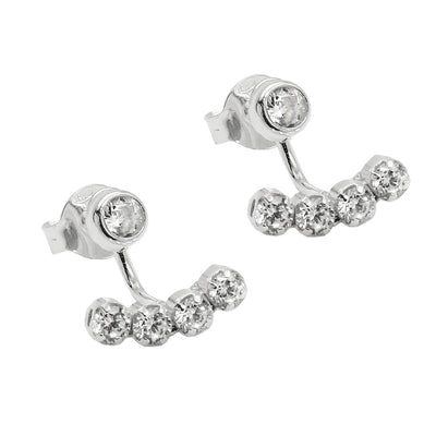 Studs Two-piece Bow Zirconia Silver 925