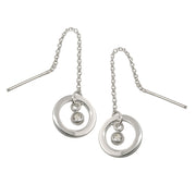 Thread Earrings Ring+zirconia Silver 925