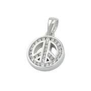 Pendant Peace Sign Zirconia Silver 925