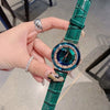 Green Crystal Dial and Bezel, Leather Band Ladie's Watch