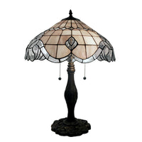 Tiffany-style Pearl White Baroque Table Lamp