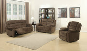 Brown 3 Piece Contemporary Polyester Reclining Living Room Set