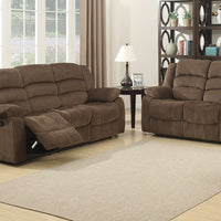 Brown 2 Piece Contemporary Polyester Reclining Living Room Set