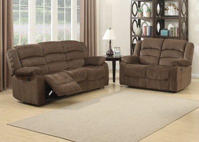 Brown 2 Piece Contemporary Polyester Reclining Living Room Set