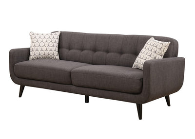 Charcoal Mid-Century Polyester Fabric Sofa