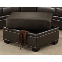 Brown 3 Piece Traditional Leather-Like Fabric Living Room Sectional with Ottoman