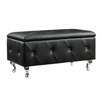 Black Tufted Hard WoodStorage Bench