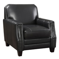 Black Full Grain Leather Club Arm Chair