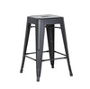 24" Matte Black Backless Metal Barstool With a Set of 2