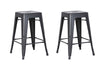 24" Matte Black Backless Metal Barstool With a Set of 2