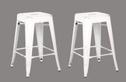 24" Distressed White Backless Metal Barstool With a Set of 2