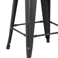 30" Distressed Black Backless Metal Barstool With a Set of 2