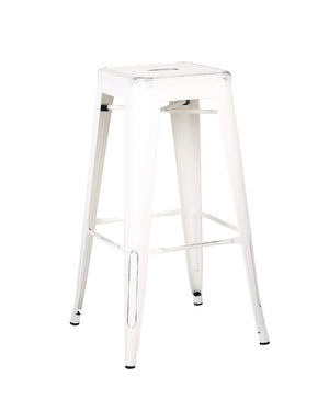 30" Distressed Black Backless Metal Barstool With a Set of 2