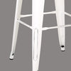 24" White Distressed Metal Barstool with Back In A Set of 2