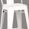 24" White Distressed Metal Barstool with Back In A Set of 2