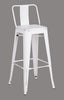 30" White Distressed Metal Barstool with Back In A Set of 2