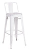 30" White Distressed Metal Barstool with Back In A Set of 2