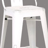 30" White Distressed Metal Barstool with Back In A Set of 2