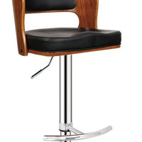 Black Contemporary Swivel Adjustable Padded Seat and Backrest  Barstool