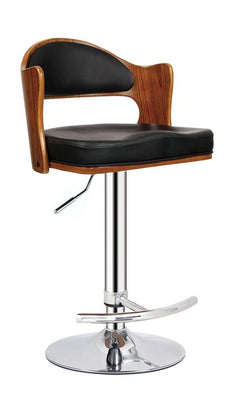 Black Contemporary Swivel Adjustable Padded Seat and Backrest  Barstool