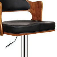 Black Contemporary Swivel Adjustable Padded Seat and Backrest  Barstool