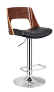 Black Contemporary Wood Back Adjustable Swivel Barstool with Diamond Quilted Seat