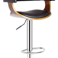 Black Contemporary Swivel Adjustable Barstool with Padded Armrests