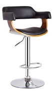 Black Contemporary Swivel Adjustable Barstool with Padded Armrests