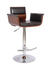 Black Modern Padded Wood Back Swivel Adjustable  Bar with Armrests and Cushion