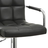 Black Contemporary Swivel Adjustable Arm Bar Stool with Cushion