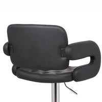 Black Contemporary Tufted Adjustable Swivel Arm Barstool with Cushion