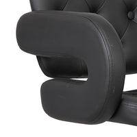 Black Contemporary Tufted Adjustable Swivel Arm Barstool with Cushion