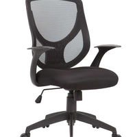 Black Pu Swivel Adjustable Office Chair With Mesh Seat And Back