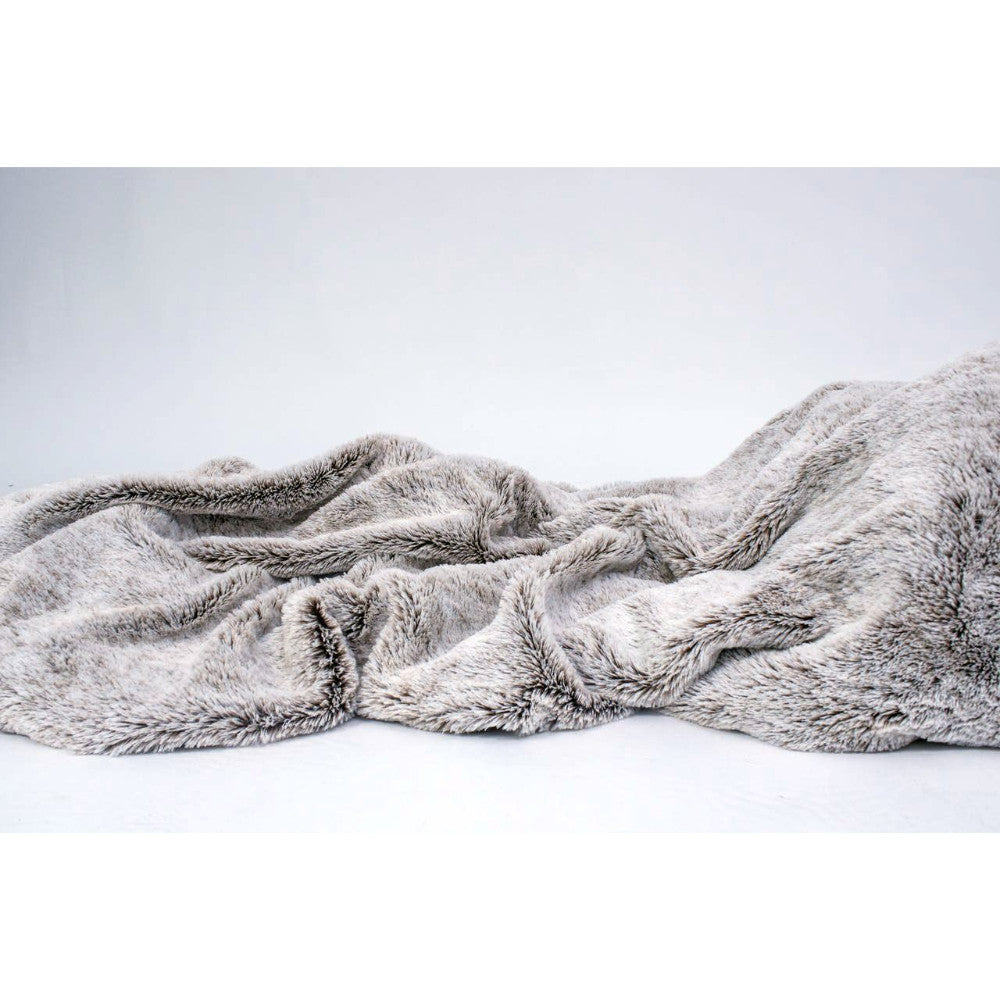 78.75" x 59" Luxury Gray Faux Throw Blanket And Black Fleece