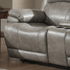 Gray Leather-Like Fabric Reclining Loveseat With Storage Console