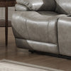 Gray Leather-Like Fabric Reclining Loveseat With Storage Console