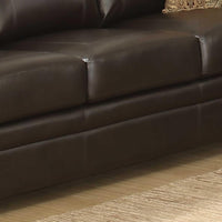 Brown Traditional  Leather-Like Fabric  Stationary Sofa