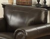 Brown Traditional Leather-Like Fabric Stationary Arm  Chair
