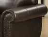 Brown Traditional Leather-Like Fabric Stationary Arm  Chair