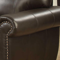 Brown Traditional Leather-Like Fabric Stationary Arm  Chair