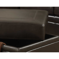 Brown Traditional  Leather-Like Fabric Storage Ottoman