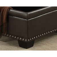 Brown Traditional  Leather-Like Fabric Storage Ottoman