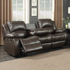 Dark Brown 2 Piece Reclining Sofa and Loveseat With Storage Console Set