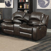 Dark Brown 2 Piece Reclining Sofa and Loveseat With Storage Console Set