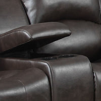 Dark Brown 3pc Leather Gel Sectional With 4 Recliners and storage Console
