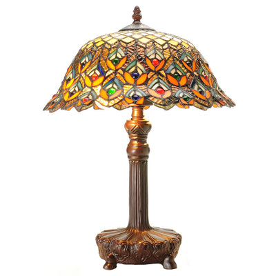 Tiffany-style Peacock Jewel Table Lamp