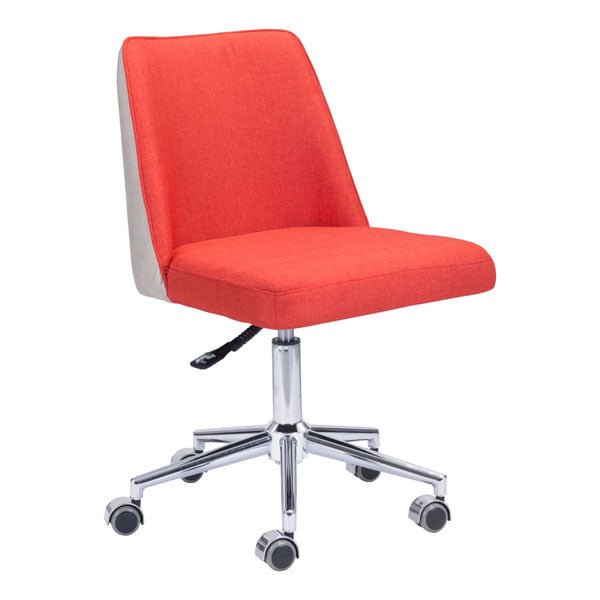 24" X 24" X 35.8" Orange-Beige Polyblend Office Chair