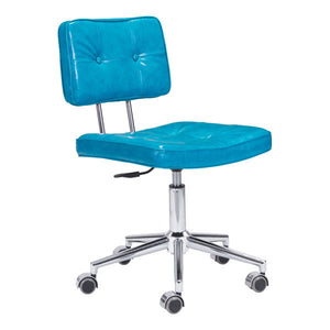 22.4" X 22.4" X 35.8" Blue Leatherette Office Chair